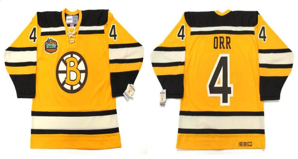 2019 Men Boston Bruins 4 Orr Yellow CCM NHL jerseys